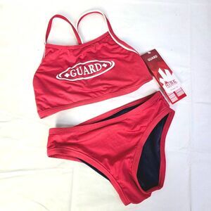 Rise Aquatics Guard Red/Navy Reversible Swimsuit Size S NWT